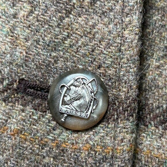 Lauren Ralph Lauren Brown Plaid Wool Blazer Jacket Tailored Button Front Coat 4 - Picture 3 of 13